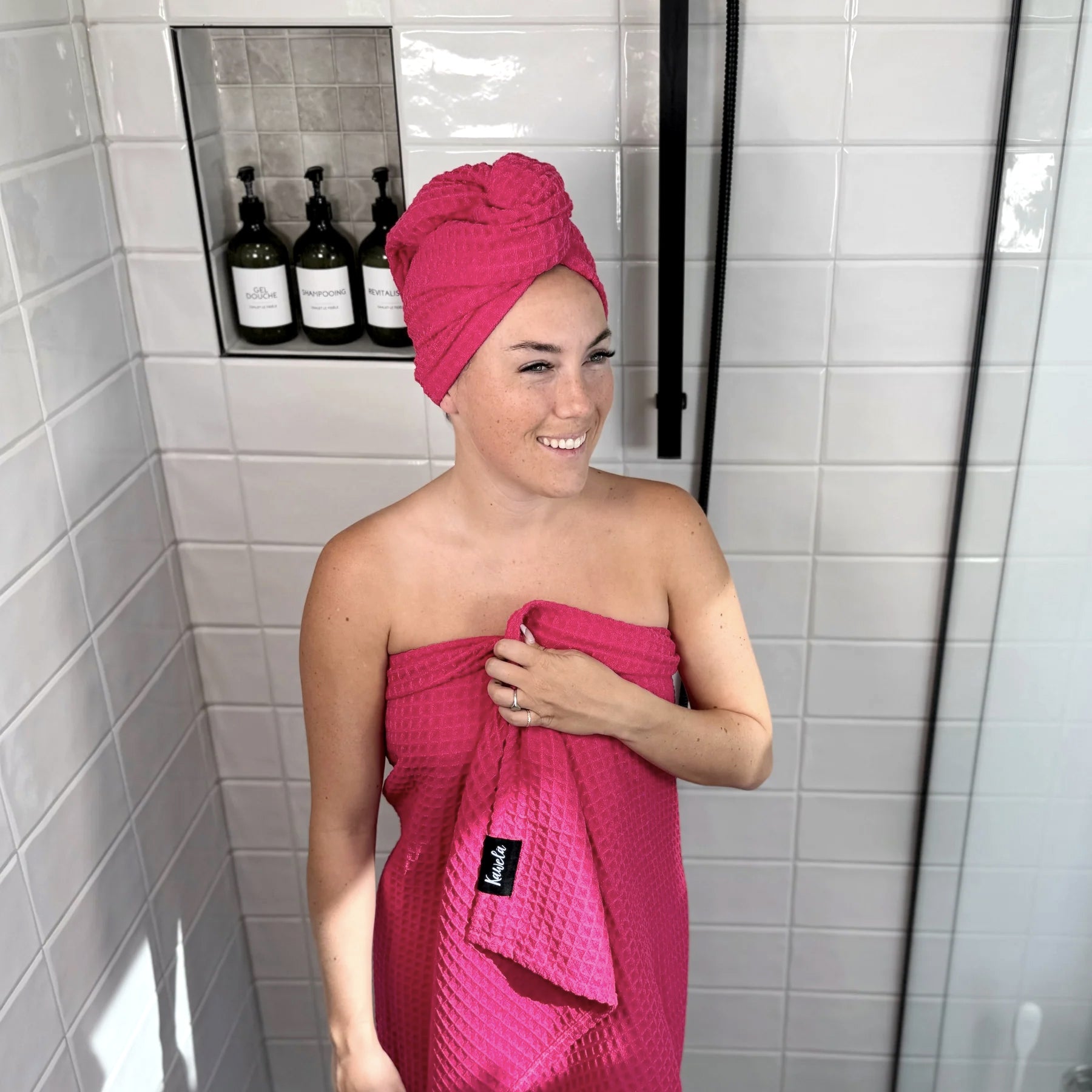 Ensemble Serviette de douche en microfibre + serviette à mains - Rosas - Kawelä